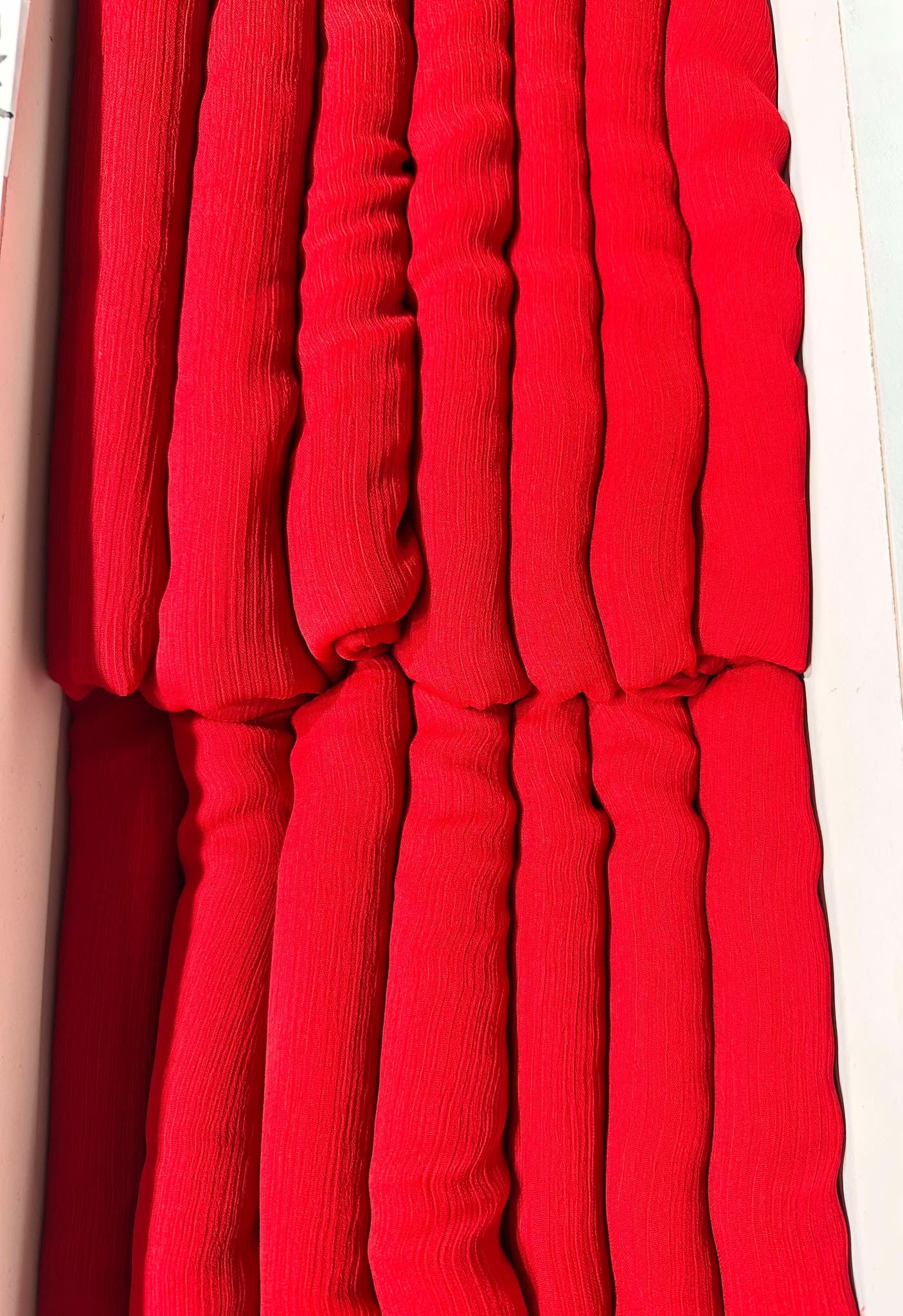 Plain Red Saree Chiffon